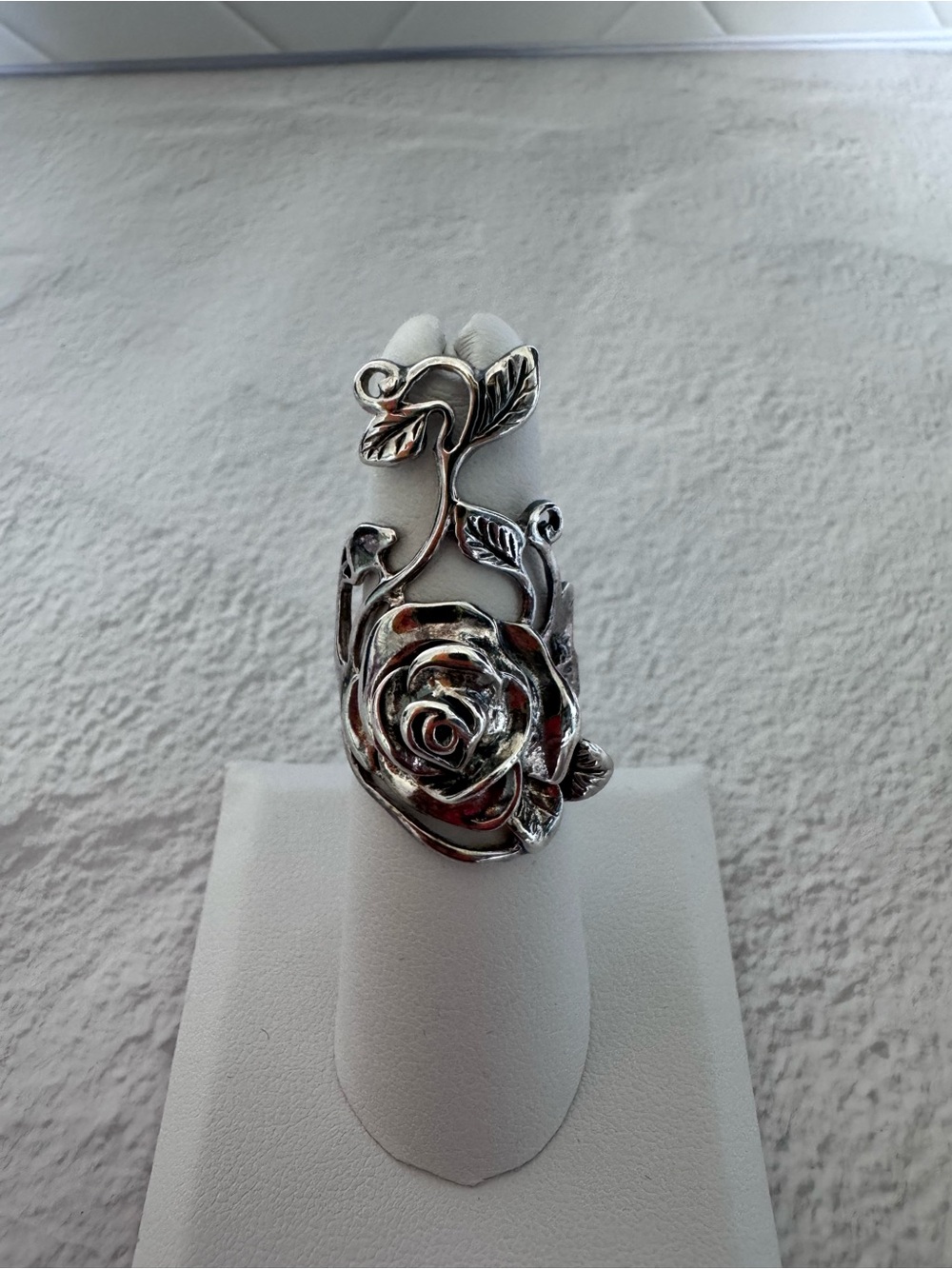 Silver Rose Vine Statement Ring - Women's Jewelry